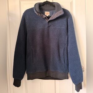 J. Crew Men's Navy Sherpa Zip-Style Pullover